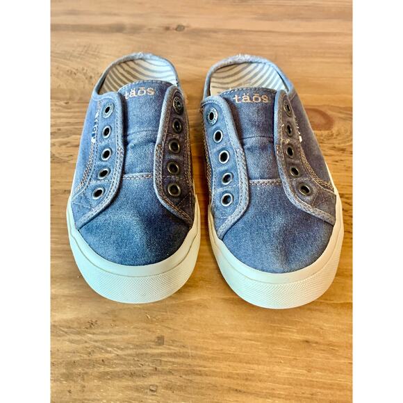 Taos EZ Soul Women's Size 7 Shoes Blue Wash Canvas Slip On Mule Sneakers - Picture 9 of 15